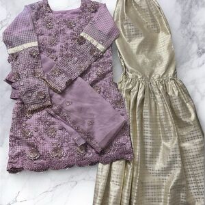 Elegant Purple and Gold Traditional Outfit